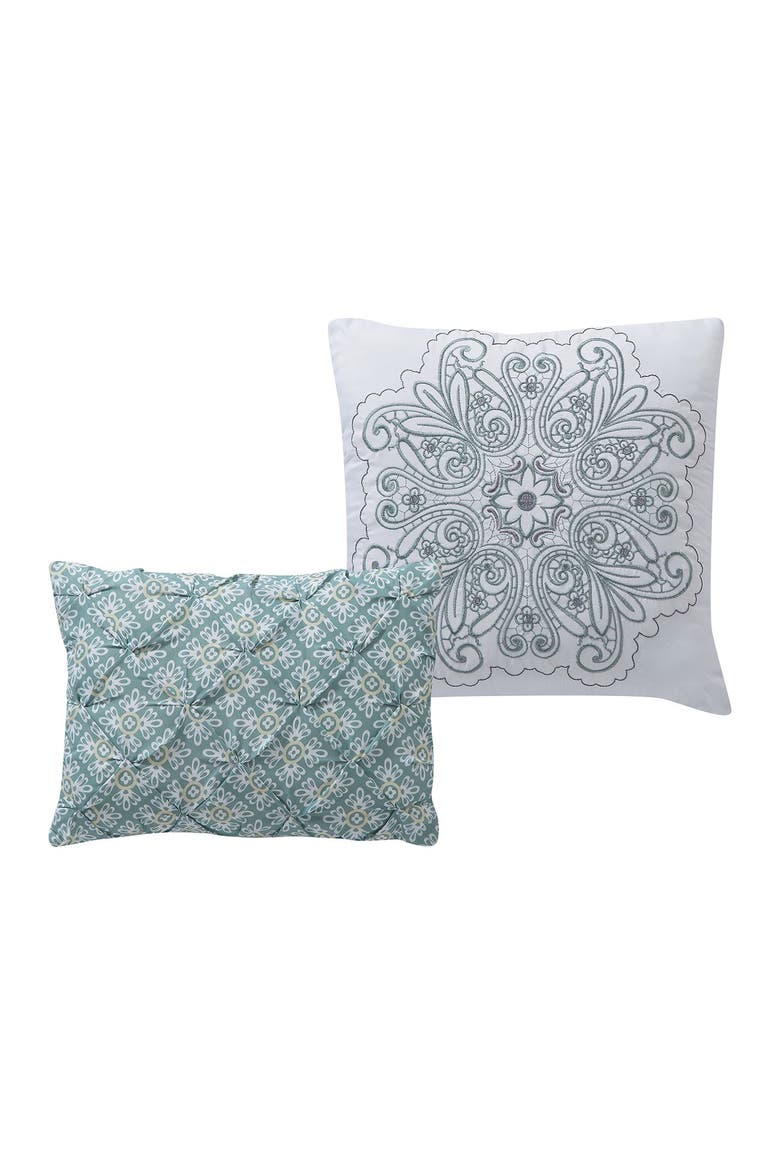 Windsor Reversible Medallion Quilt Set - King, Alternate, color, AQUA