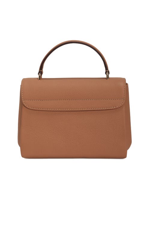 Gorski Top Handle Leather Bag With Crossbody Strap In Brown
