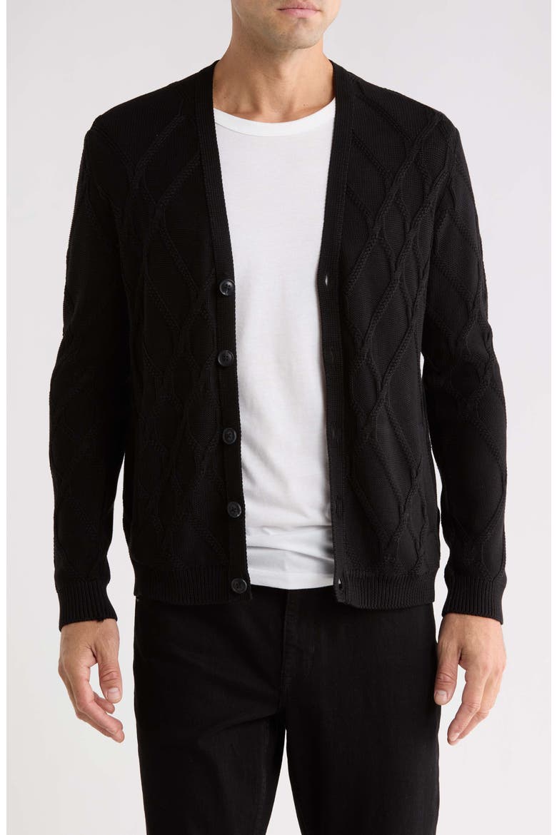 Gideon Organic Cotton Cardigan, Main, color, BLACK