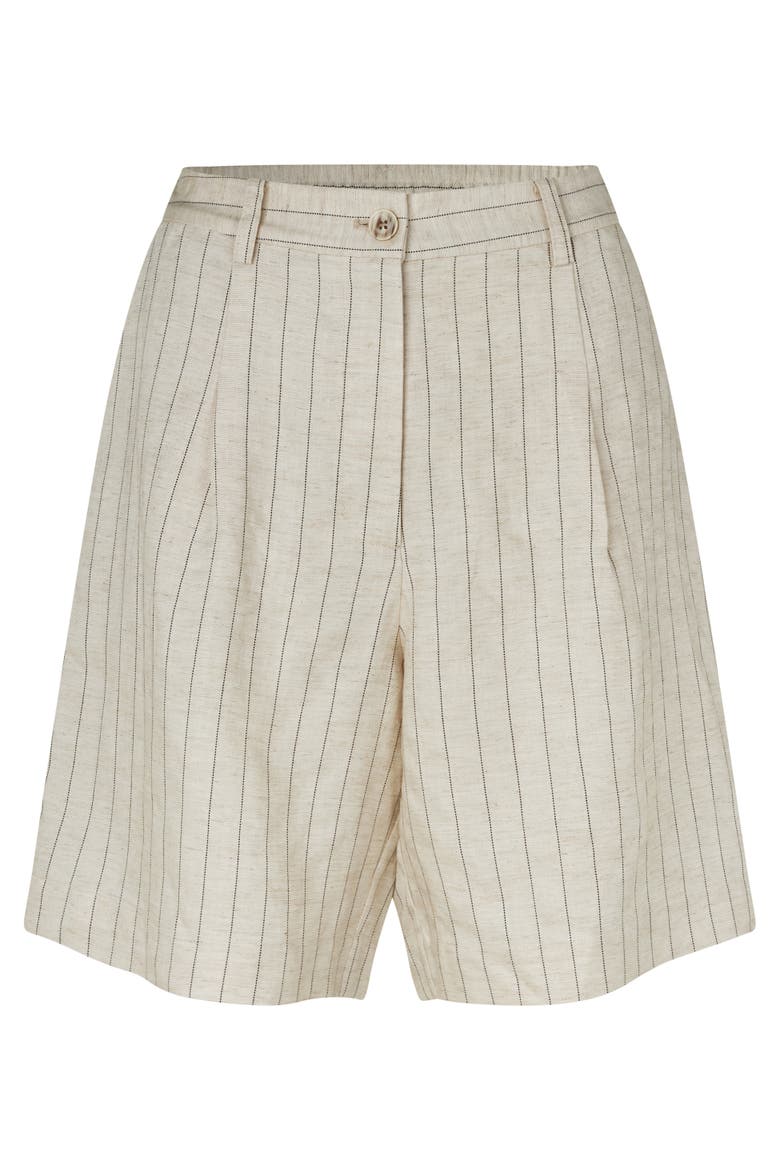 Mapauletta Linen-Blend Pinstripe Shorts, Alternate, color, Fog