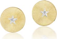 Anna Maccieri Rossi Ora Gold Button Earrings with Diamond Star