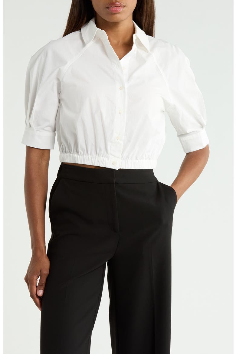 Cropped Short Sleeve Shirt, Main, color, WHITE