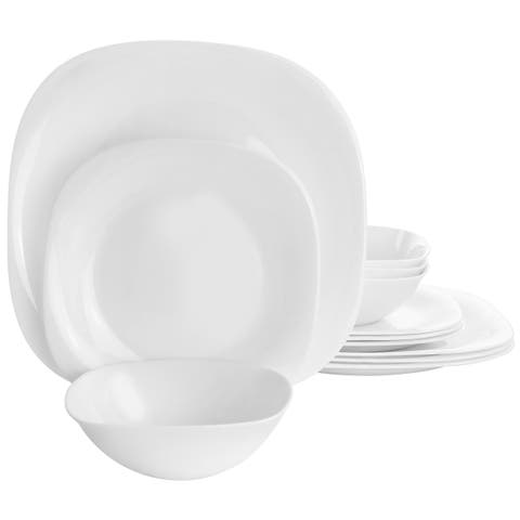 Piazza 12 Piece Tempe Opal Glass Dinnerware Set