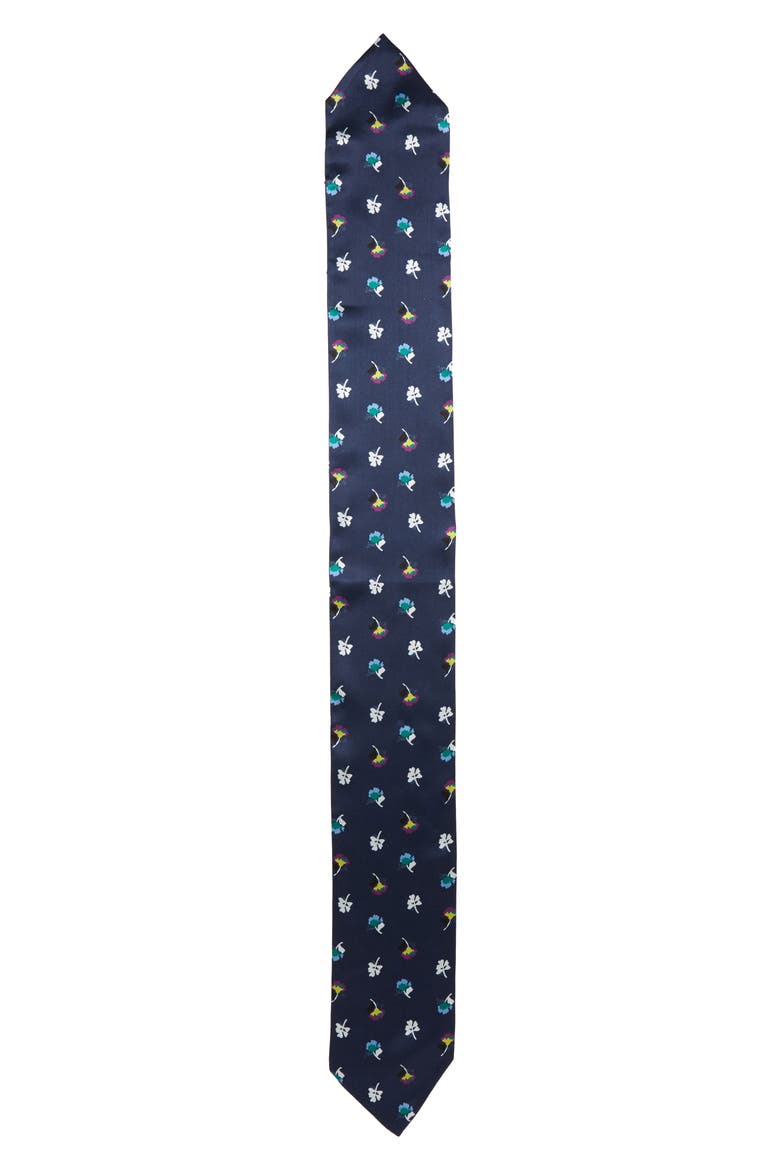 Floral Silk Tie Scarf, Alternate, color, NAVY CHARM FLORAL