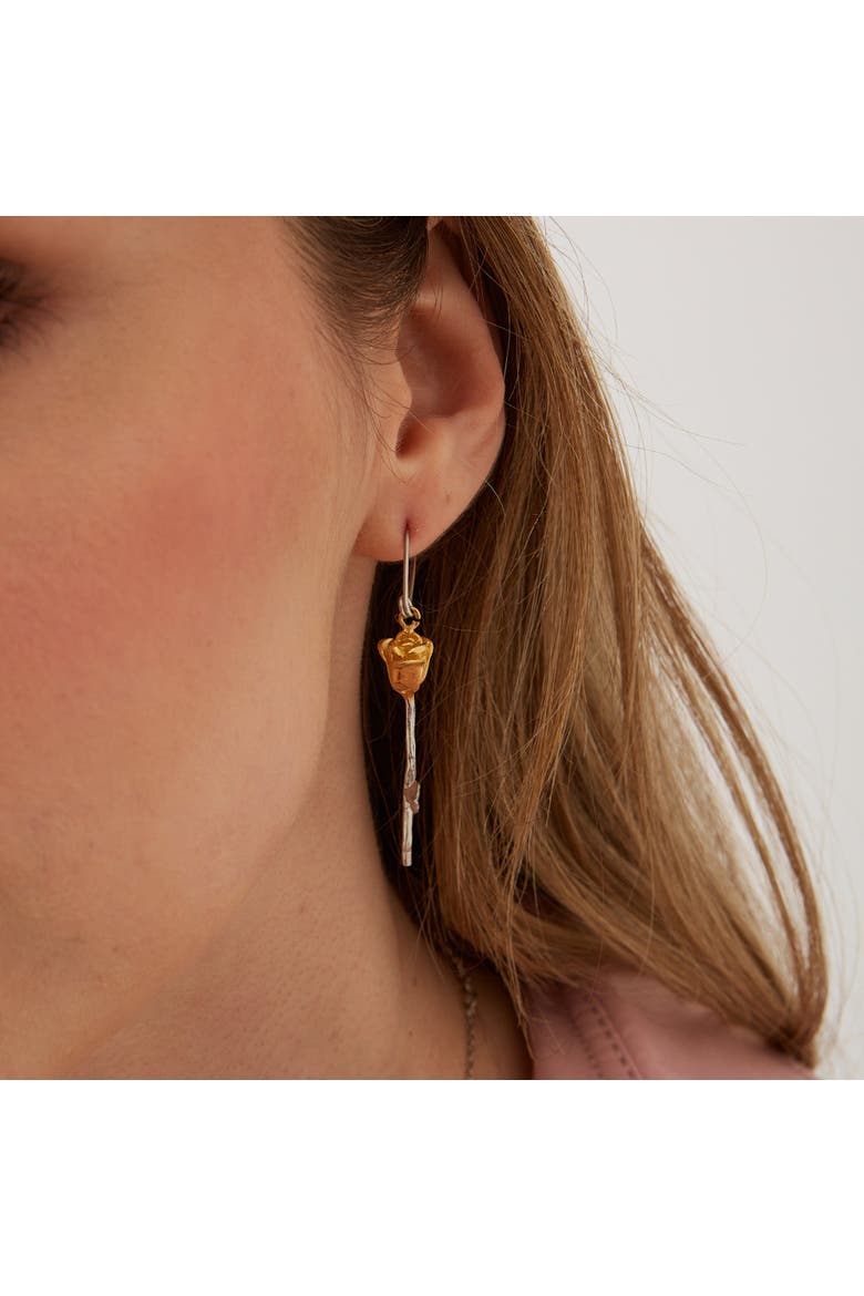 Safety Pin Gold Color Rose Sterling Silver Earring, Alternate, color, Gold