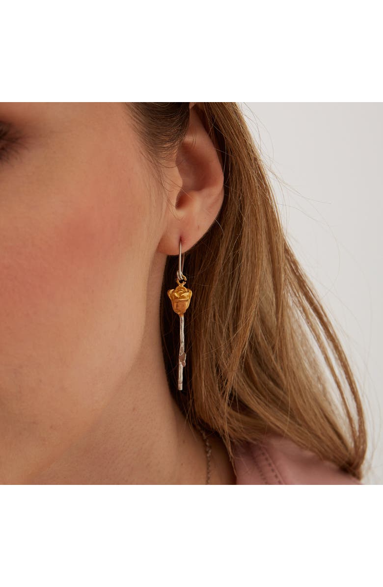 Spero London Safety Pin Gold Color Rose Sterling Silver Earring, Alternate, color, Gold