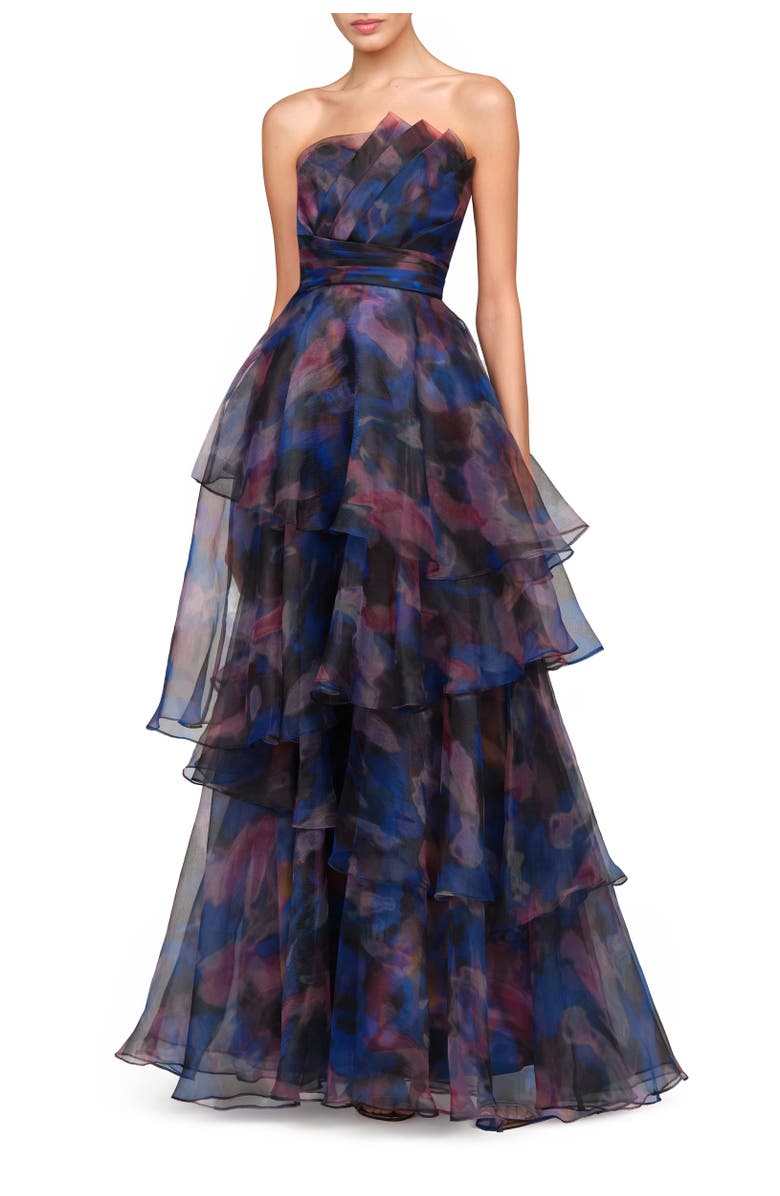 Theia Seona Strapless Organza Ballgown, Main, color, Shadow Aura