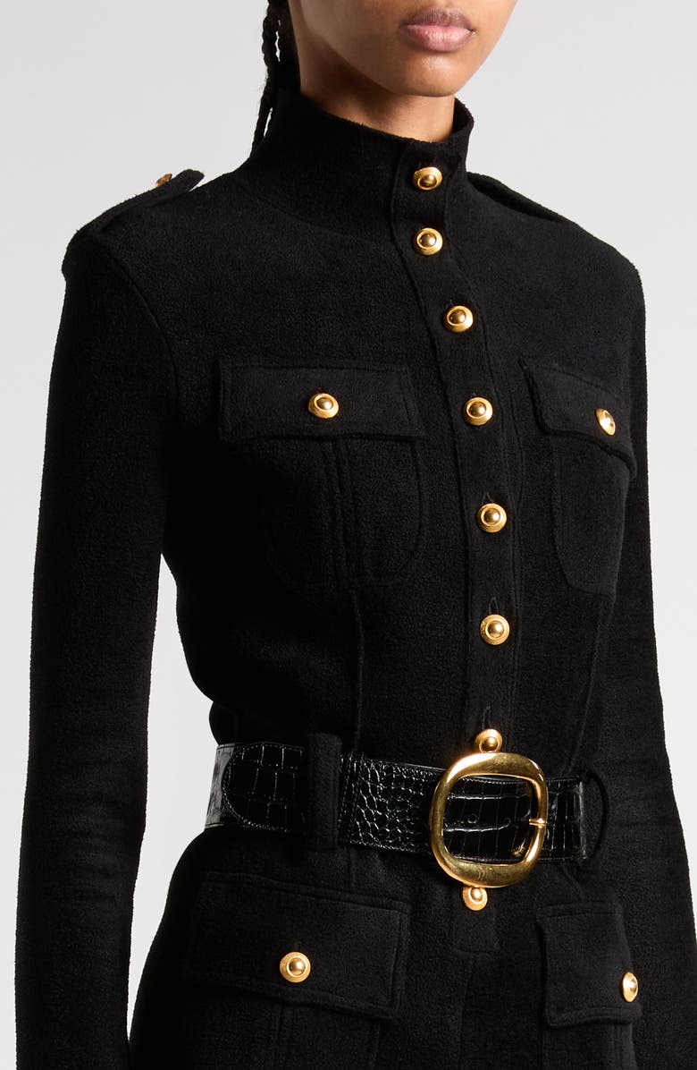 TOM FORD Long Sleeve Velveteen Romper, Alternate, color, 