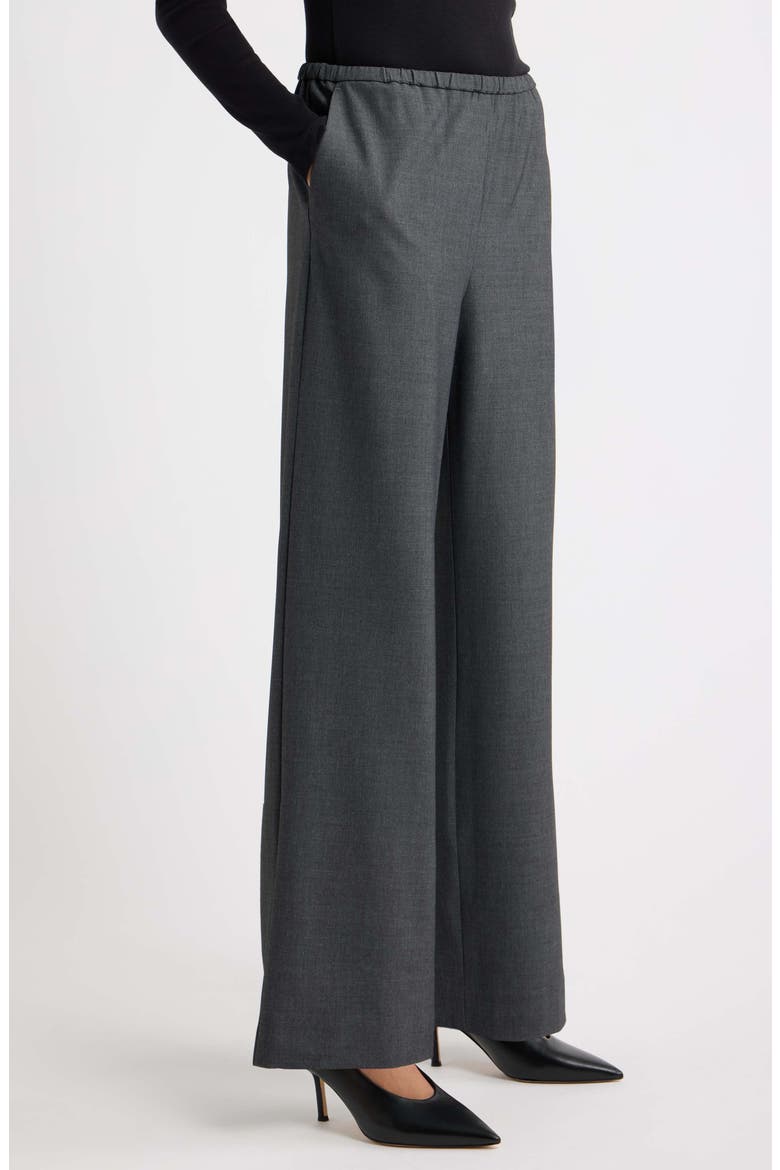 Wool Blend Pull On Wide Leg Pants, Alternate, color, GREY CHARCOAL HEATHER