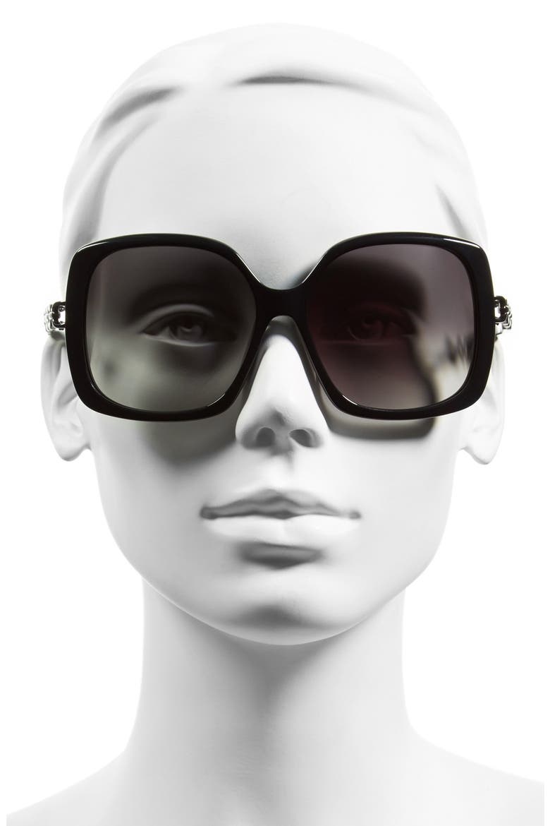 'Zoe' 58mm Oversized Square Sunglasses, Alternate, color, BLACK