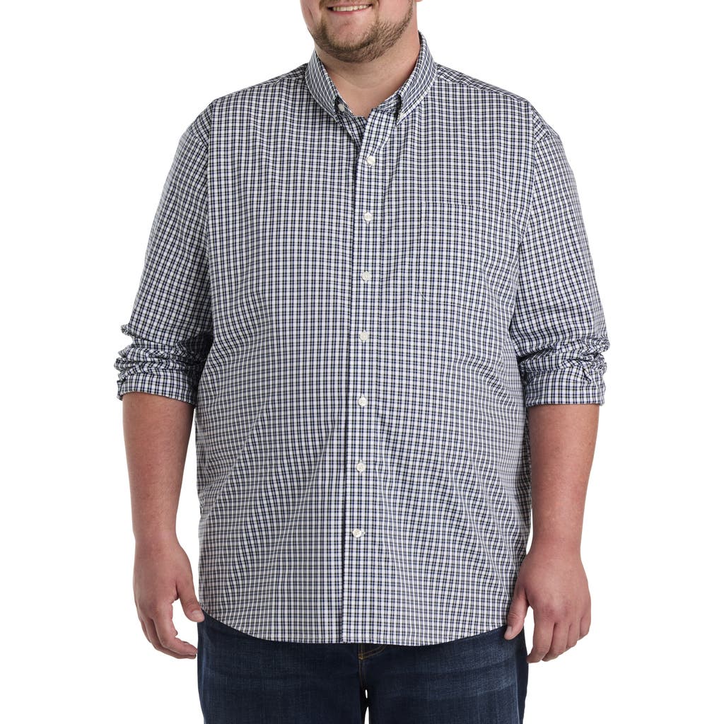 Oak Hill By Dxl Big & Tall Check Patterned Sport Shirt In Navy Green
