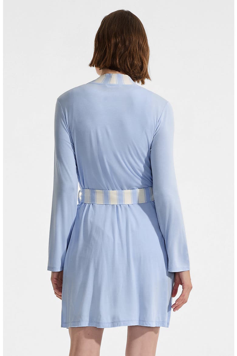 Cooling 3 Piece Pajama Set - Robe Tank and Shorts, Alternate, color, Misty Blue Stripe