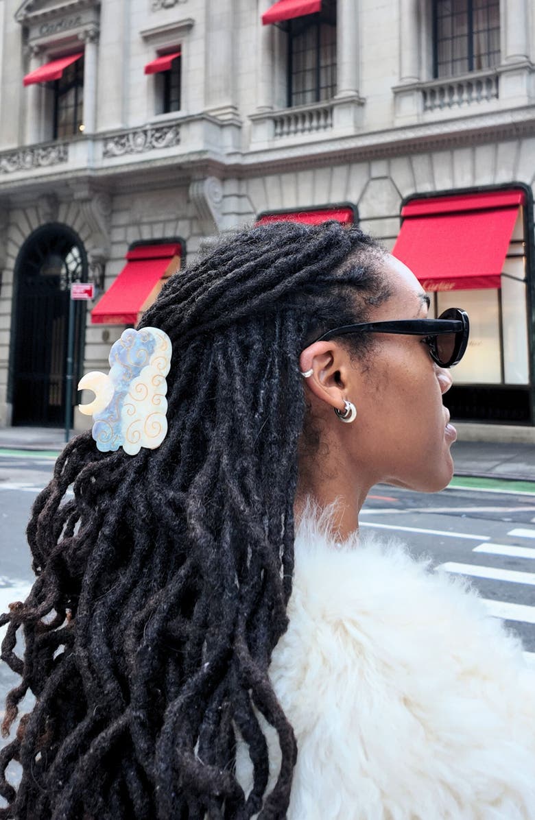 Solar Eclipse Hand Painted Celestial Moon Claw Clip, Alternate, color, Yellow