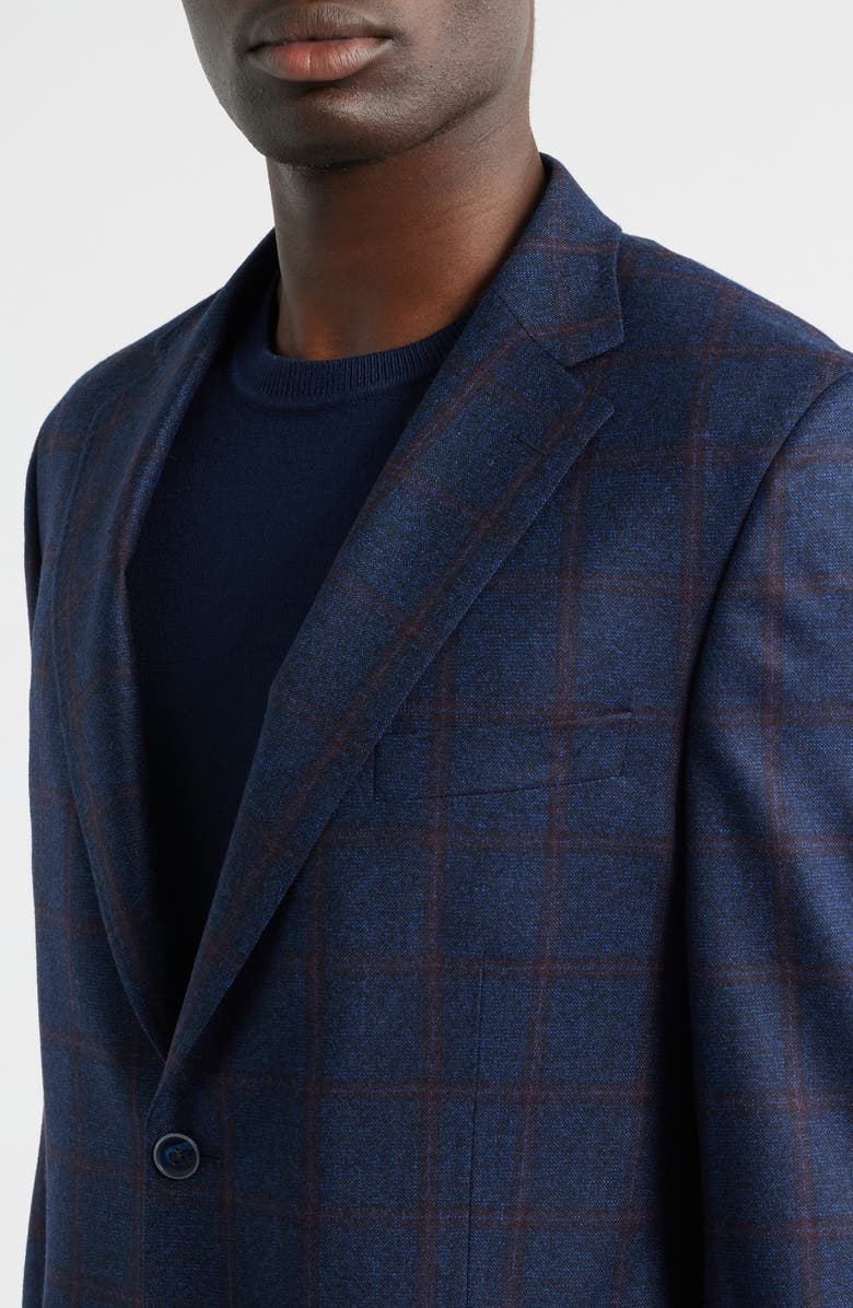 Peter Millar Hyperlight Soft Navy Windowpane Check Wool Sport Coat, Alternate, color, Blue
