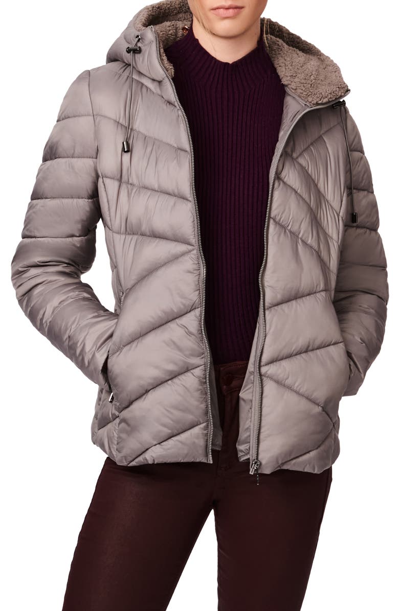Bernardo High-Pile Fleece Lined Hooded Puffer Jacket, Main, color, 