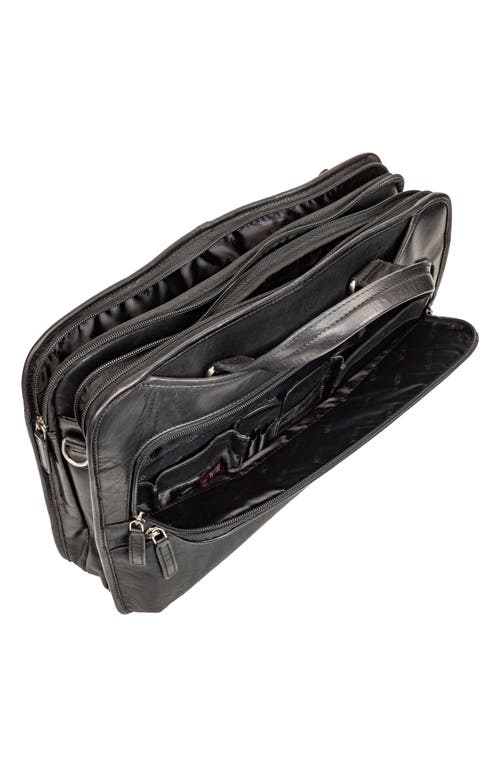 Mancini Triple Compartment Leather Briefcase In Black