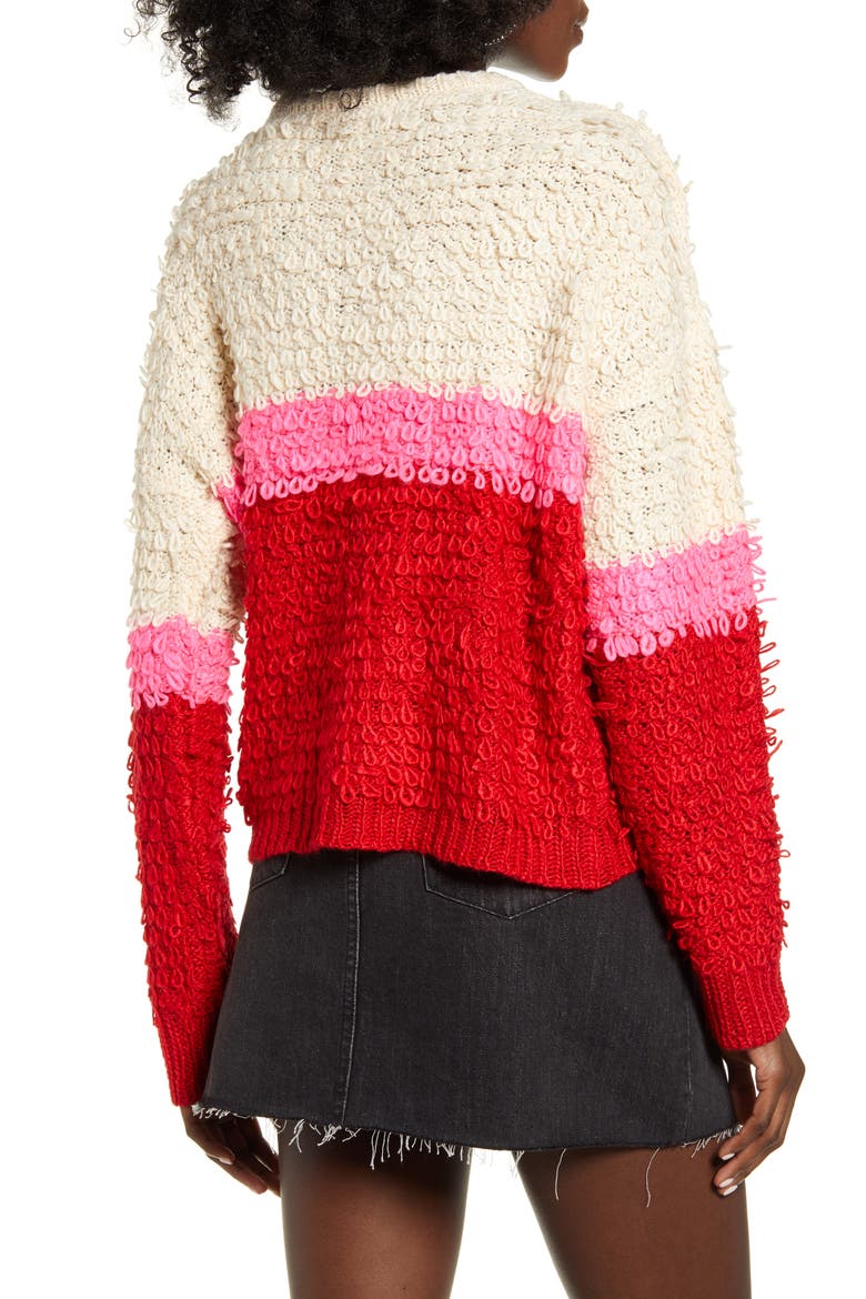 Bold Stripe Sweater, Alternate, color, IVORY/ PINK/ RED