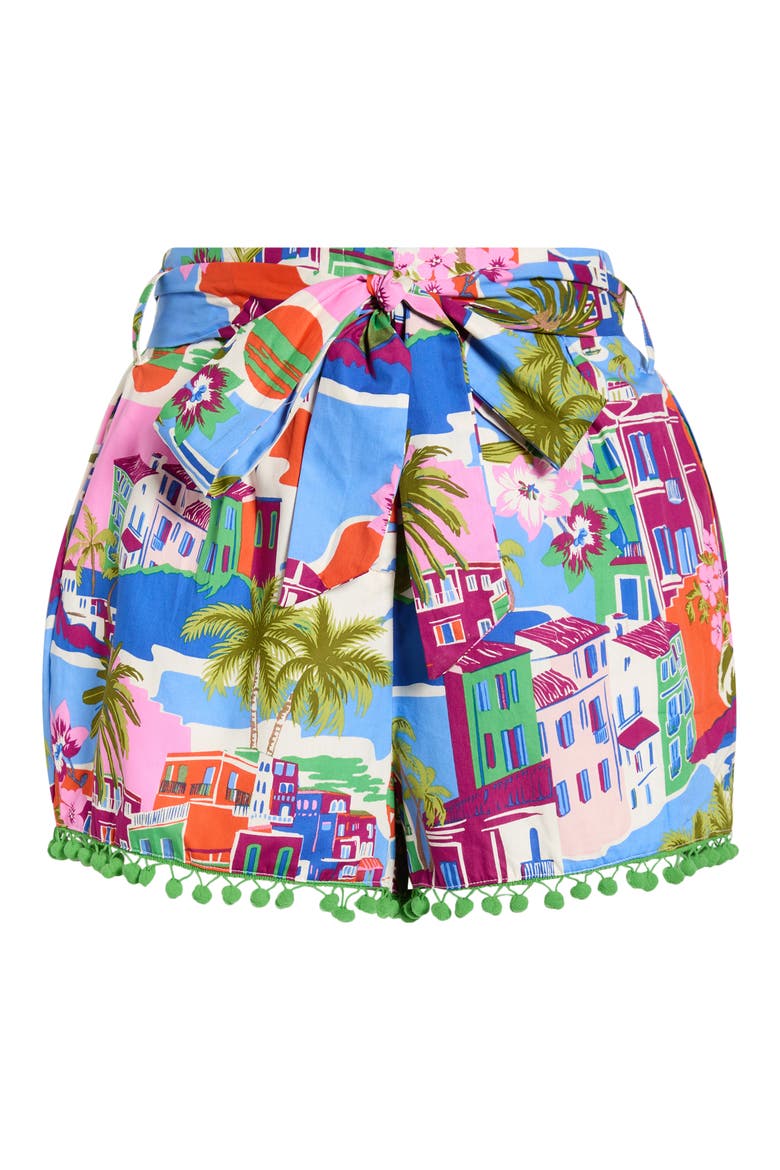 Maeve Belted Floral Zaferia Shorts, Alternate, color, CREAM-BLUE-MULTI