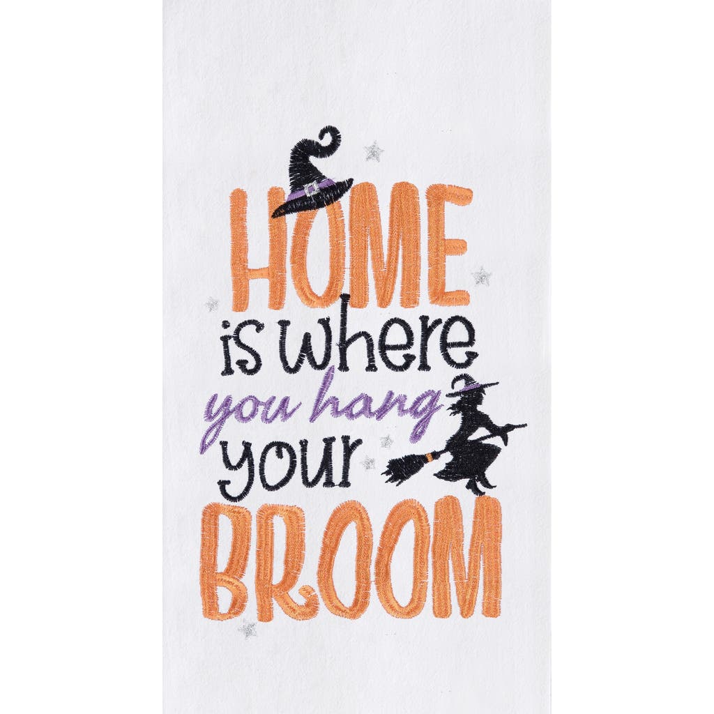 C & F Home C&f Home Home Is Where You Hang Your Broom Cotton Embroidered Halloween Flour Sack Kitchen Dishtowel In Multi