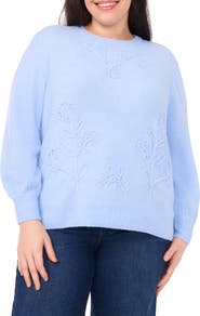 CeCe Embroidered Floral Sweater