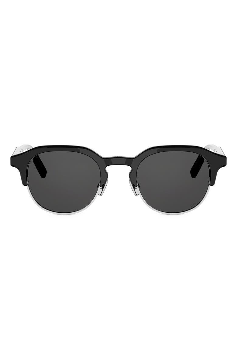 DIOR ibbon R1I 49mm Geometric Sunglasses, Main, color, Black/ Crystal / Smoke