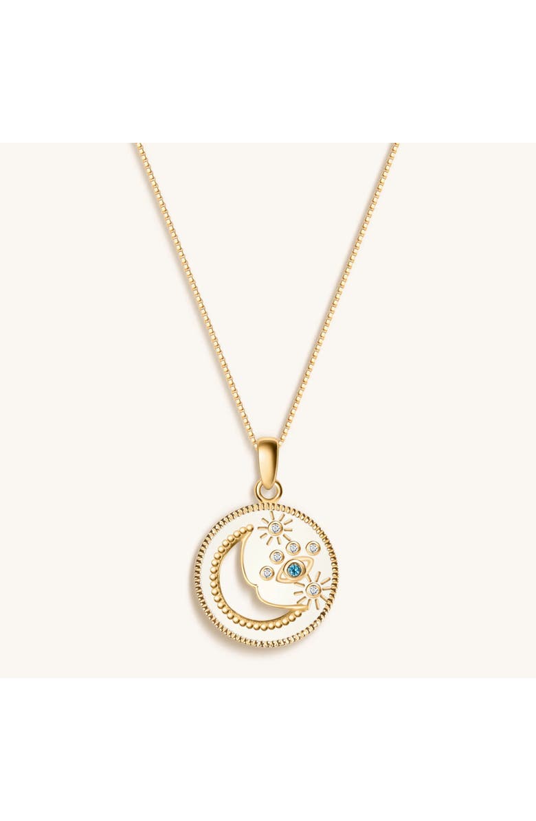 Karma and Luck Celestial Impression - White Enamel Moon & Stars Necklace, Main, color, 
