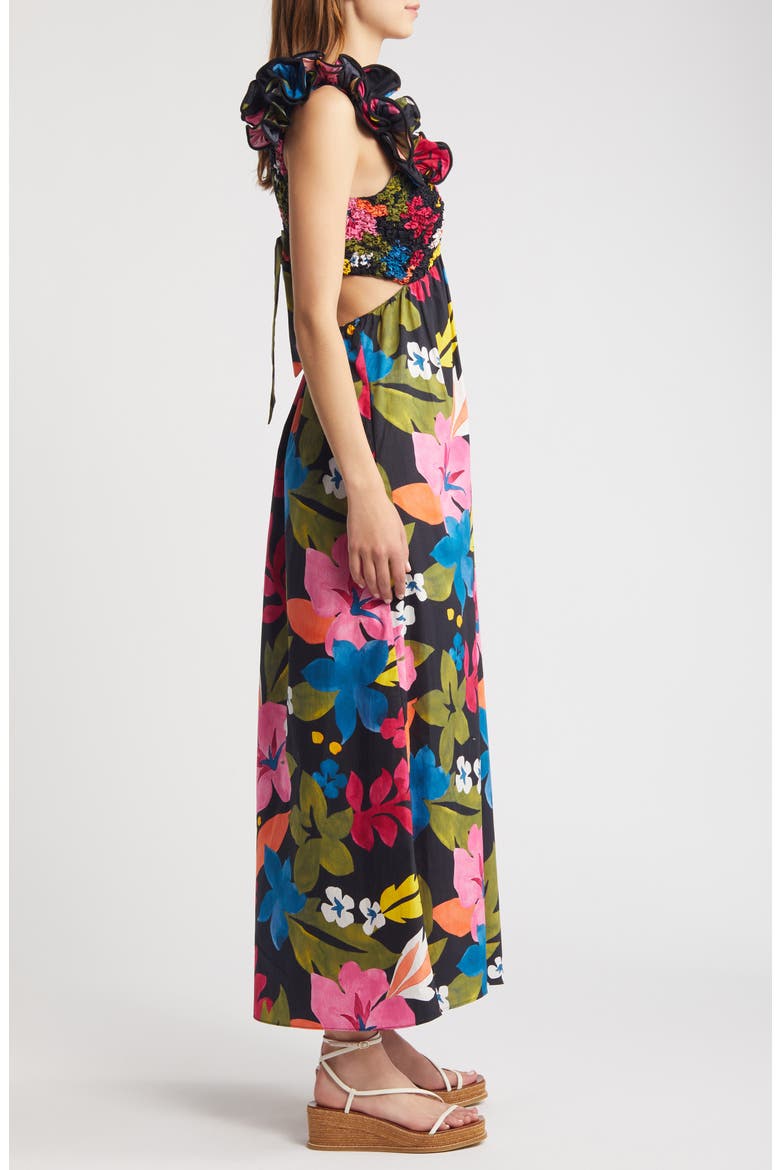 Zaira Floral Cotton Maxi Dress, Alternate, color, BLUE MULTI