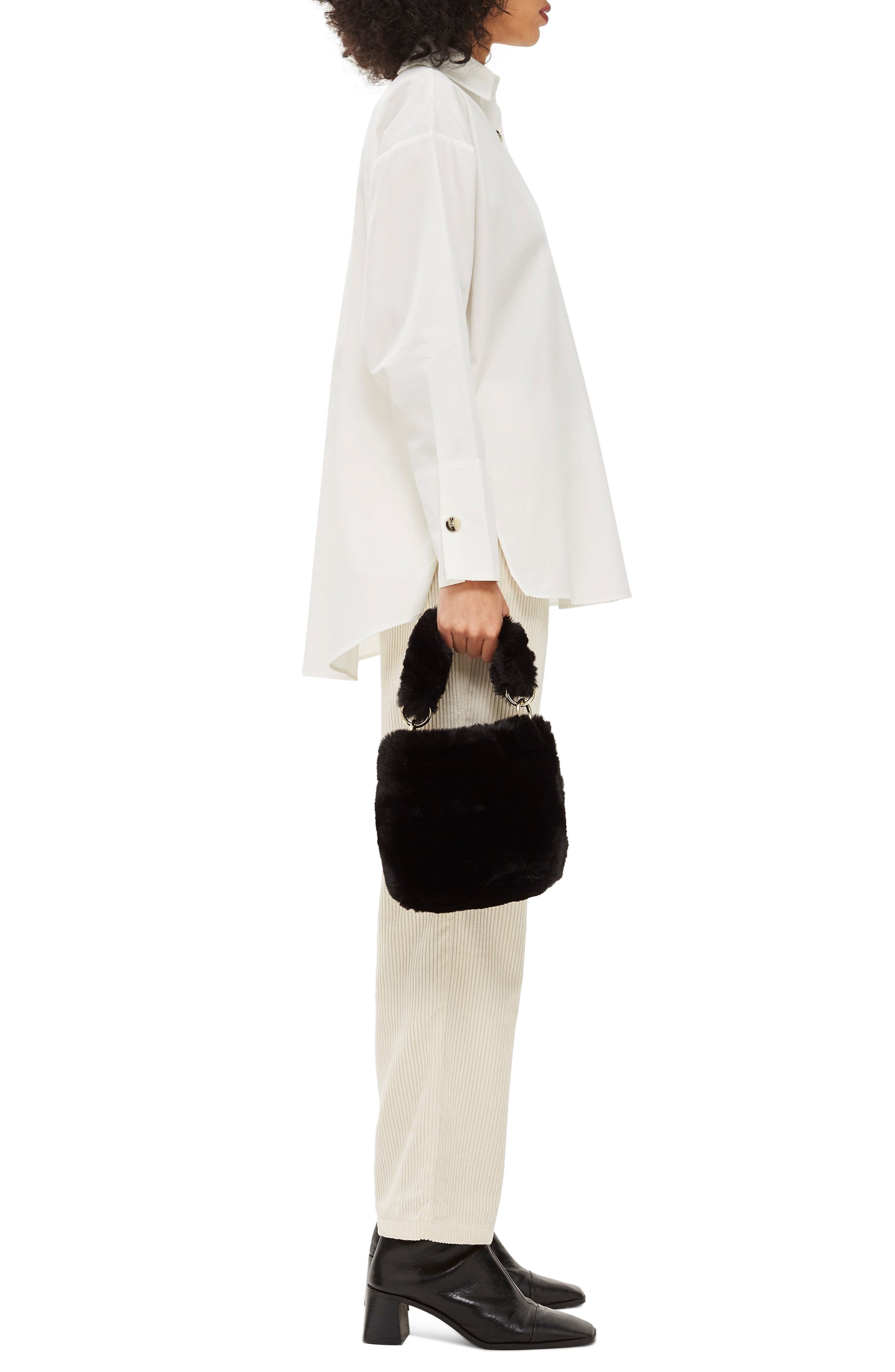 Topshop Teddy Faux Fur Bucket Bag, Alternate, color, 