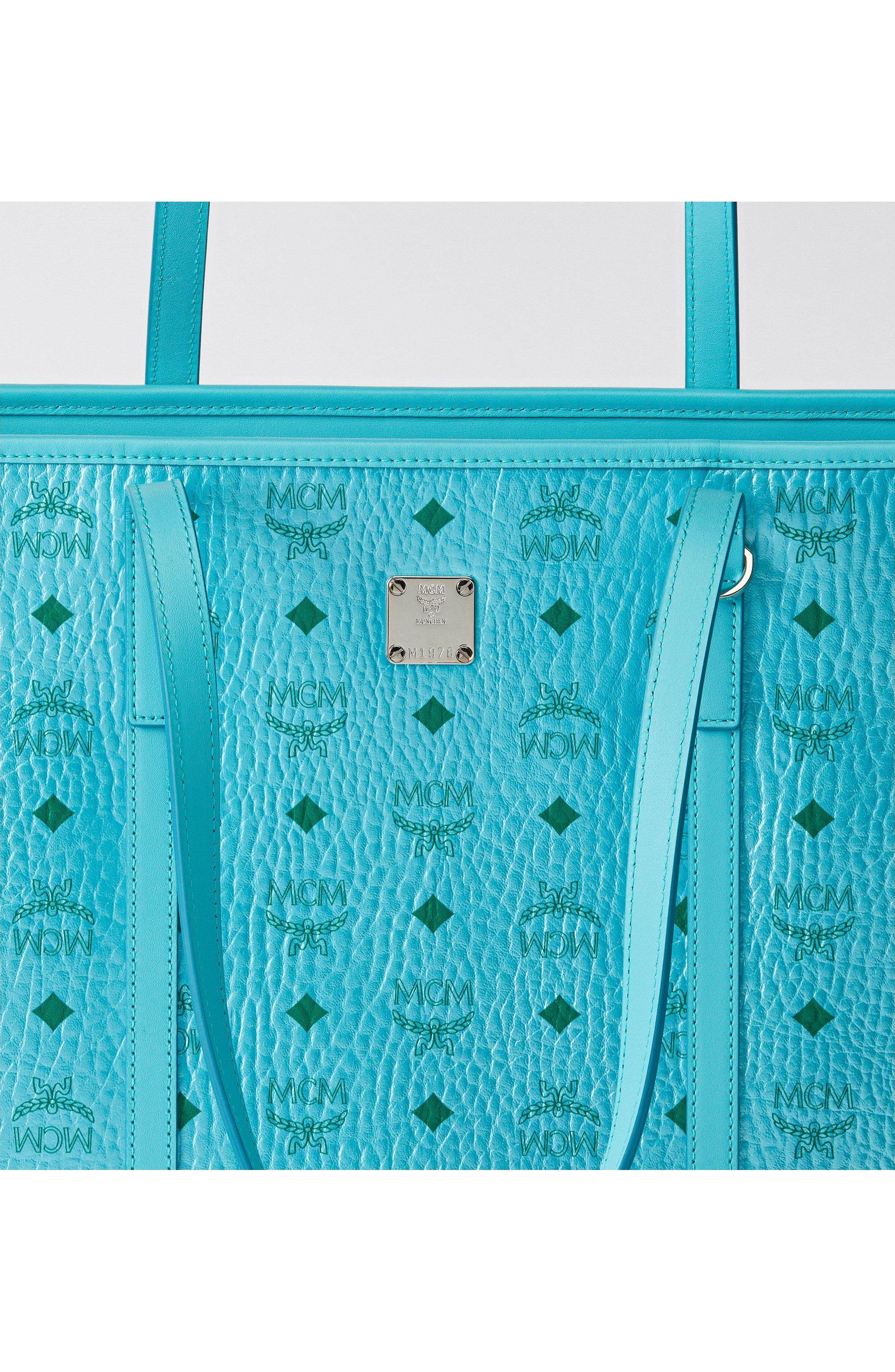 Medium Toni Top-Zip Shopper in Visetos, Alternate, color, Blue Ceramic