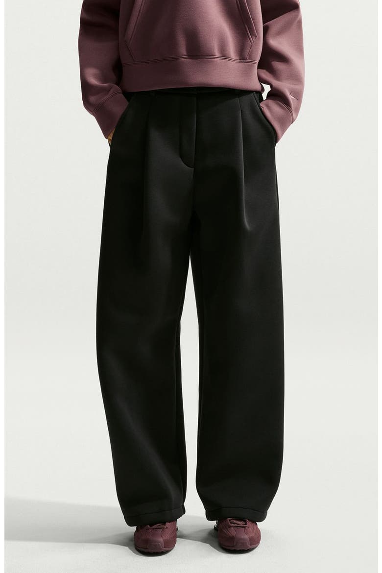 Pregame Fleece Pleated Wide Leg Pants, Main, color, 010 BLACK/BLACK