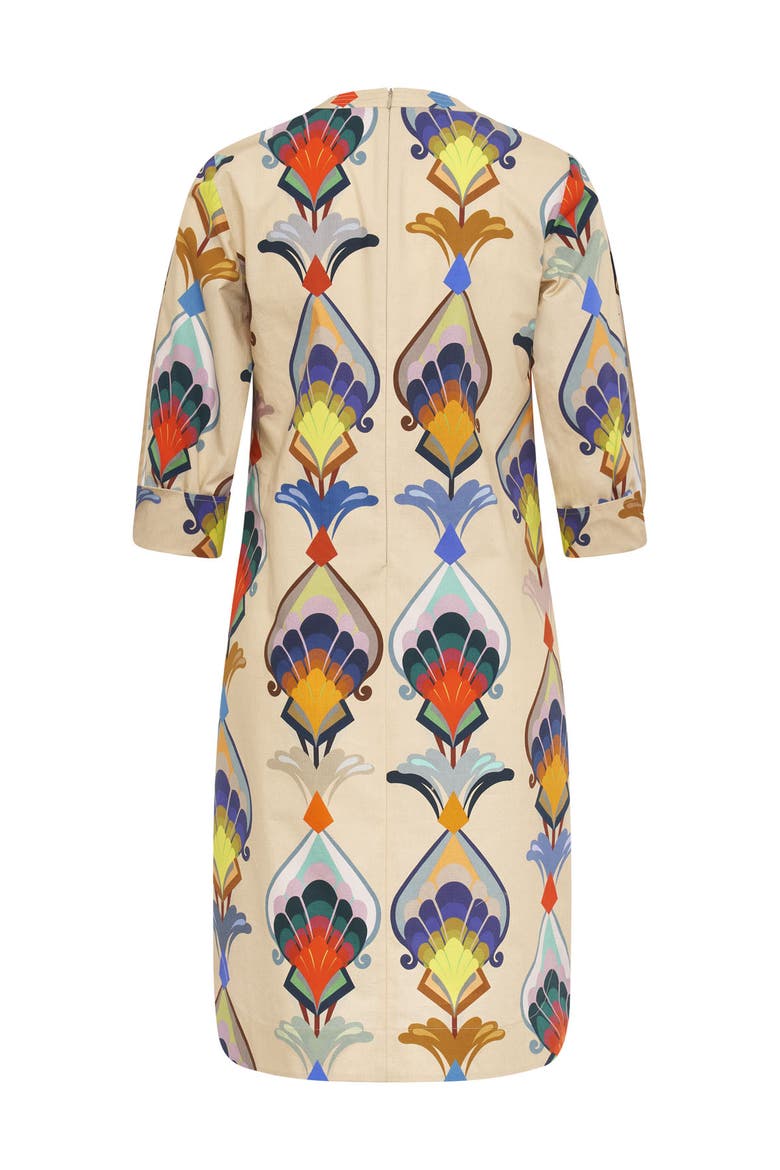 Printed Cotton Poplin Dress, Alternate, color, Sand Multicolour