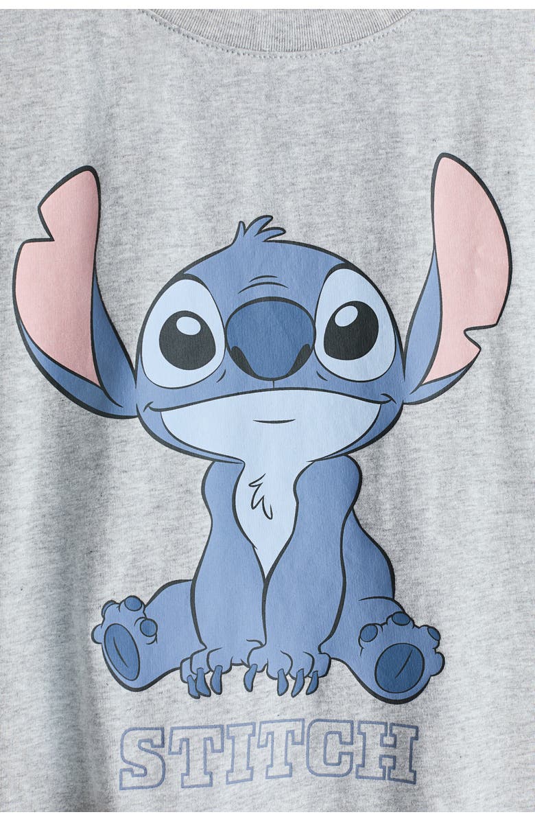 H&M Printed Cotton T-shirt, Alternate, color, Light Gray/Lilo & Stitch
