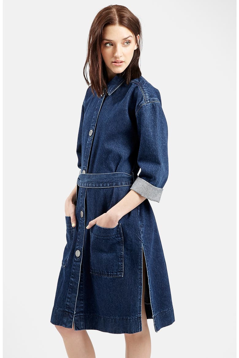 Belted Denim Jacket, Alternate, color, INDIGO