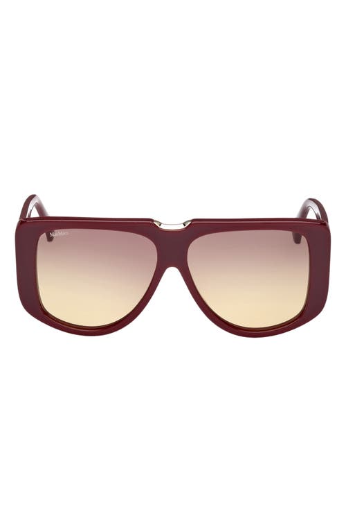 Shop Max Mara Spark 57mm Polarized Shield Sunglasses In Bordeaux/gradient Brown