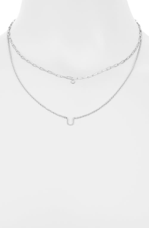 Meshmerise Diamond Initial Charm Necklace In Metallic