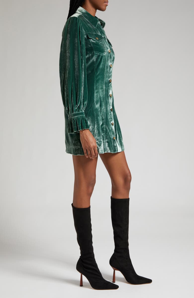 Cinq à Sept Dillon Long Sleeve Velvet Shirtdress, Alternate, color, 