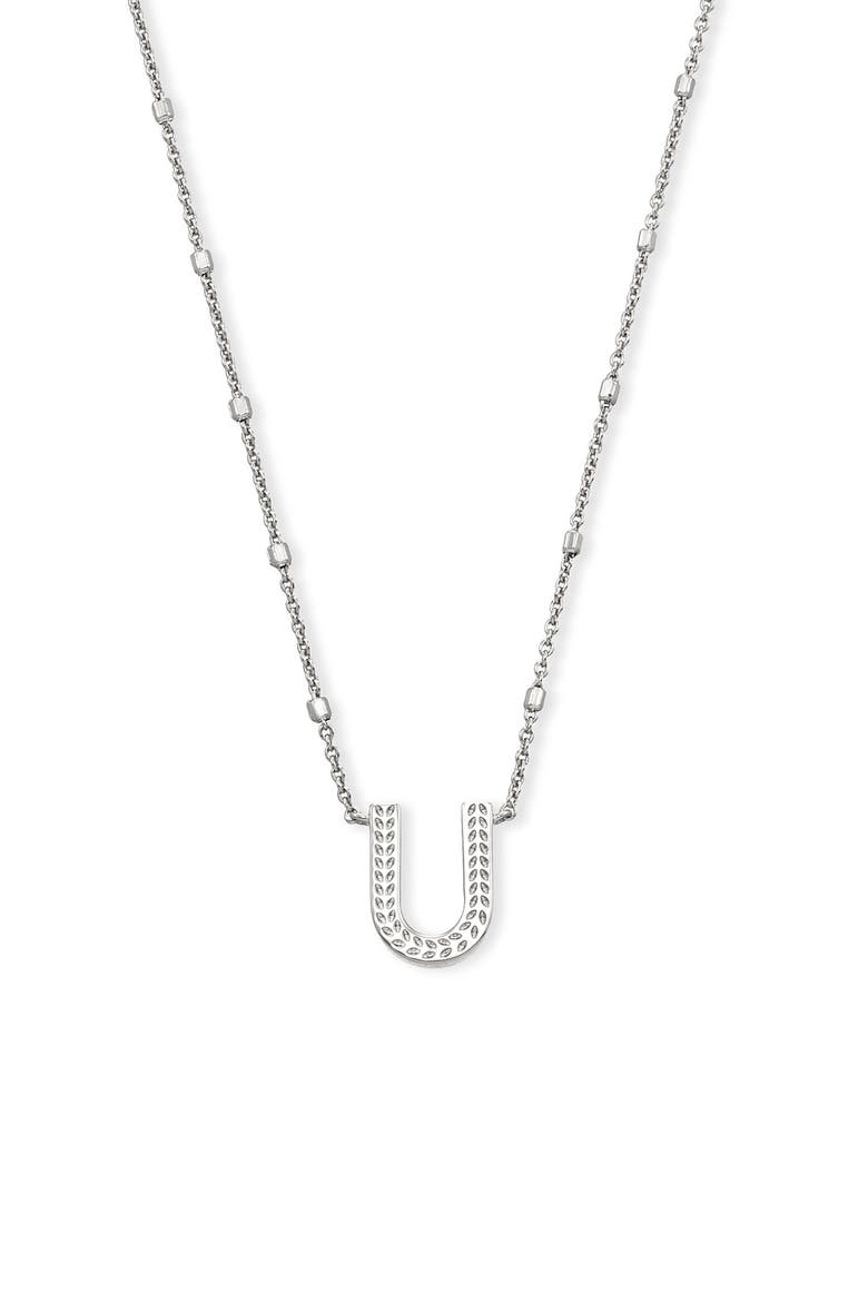 Initial Pendant Necklace, Main, color, RHODIUM METAL-U