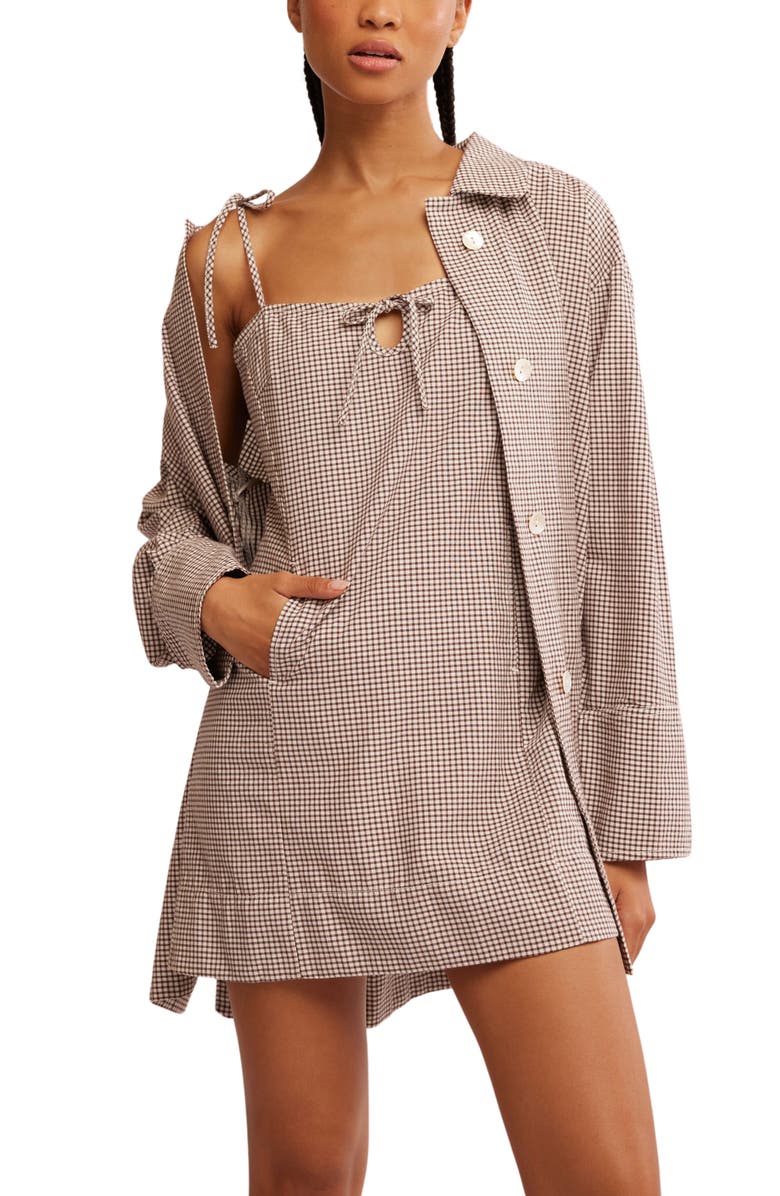 Free People Arlo Minidress & Long Sleeve Shirt, Alternate, color, Ivory Combo