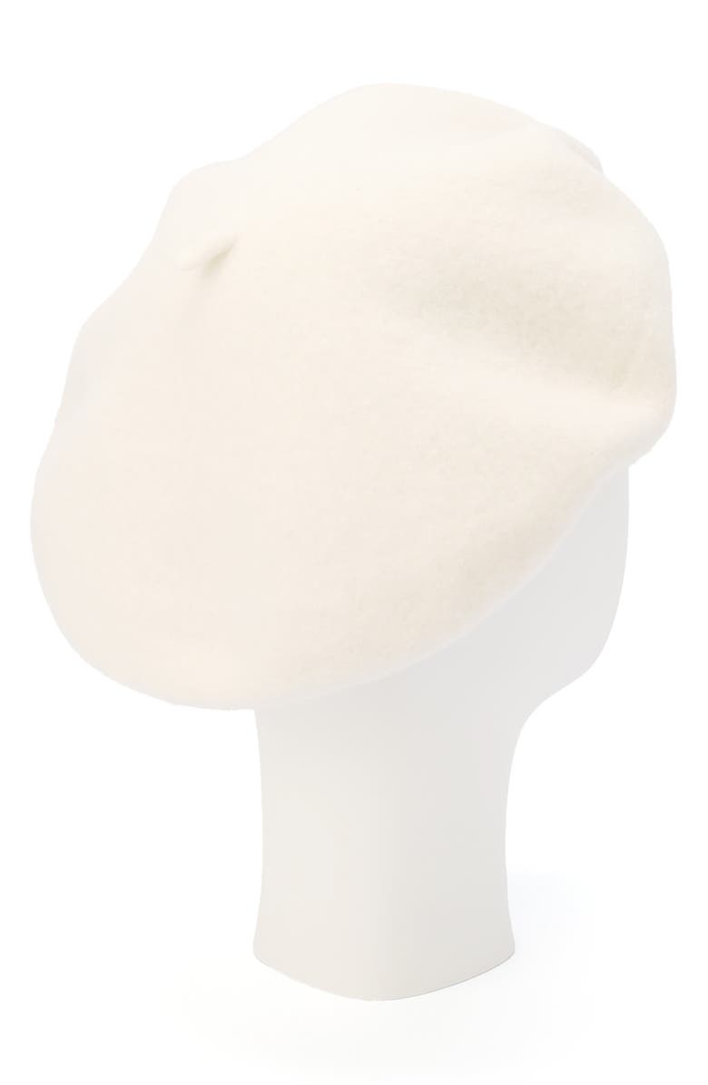 Kate Spade New York Faux Pearl Bow Beret, Alternate, color, Cream