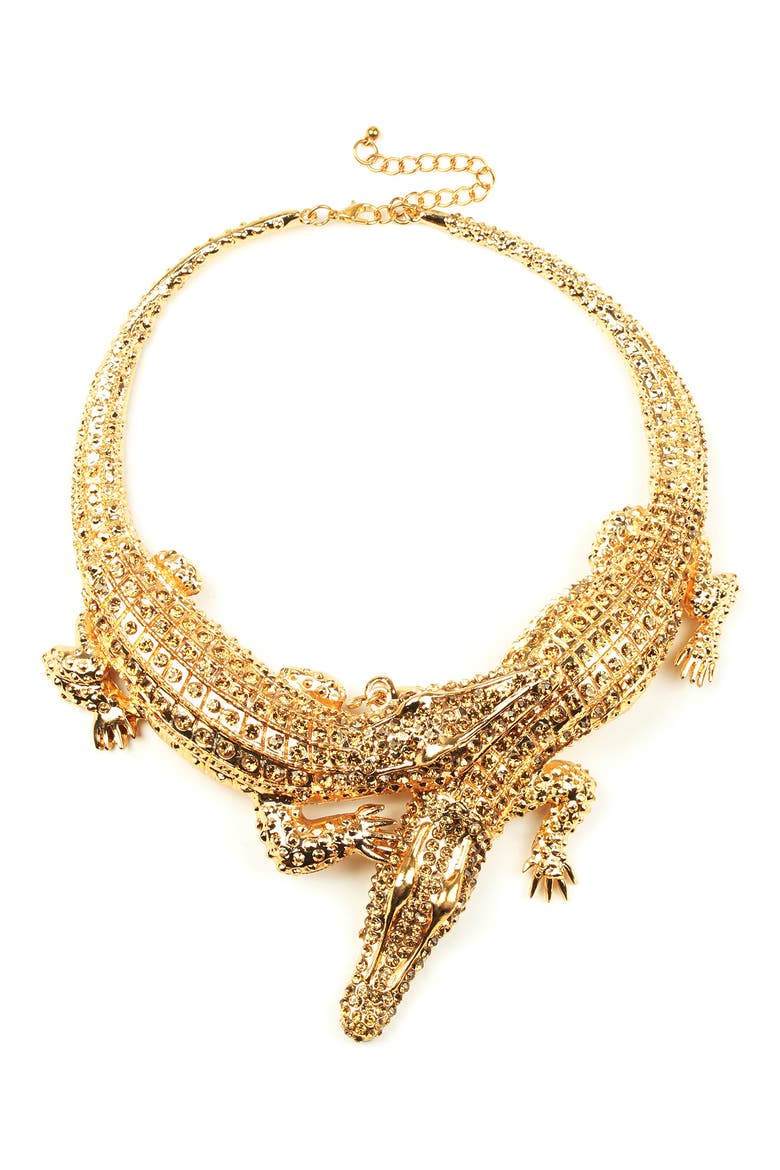The Luxe Collection See You Later Alligator Collar Necklace, Main, color, GOLD