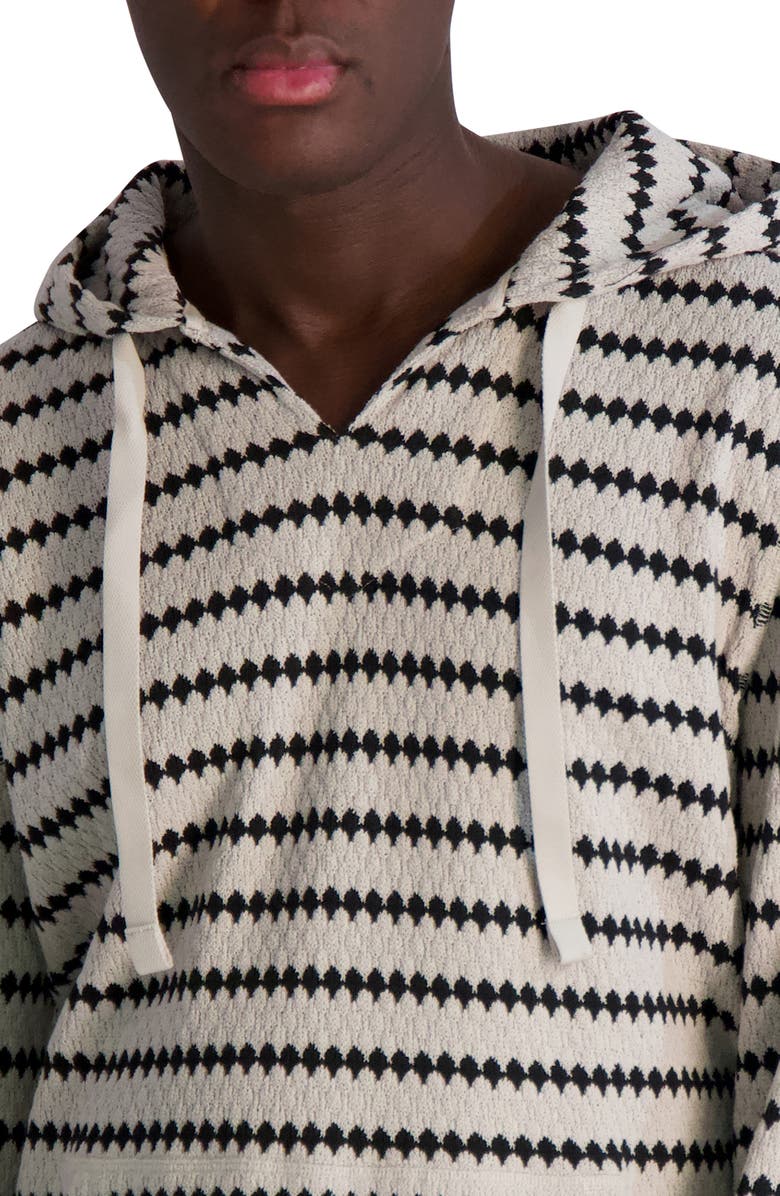 KARL LAGERFELD PARIS Jacquard Stripe Hooded Pullover, Alternate, color, Natural