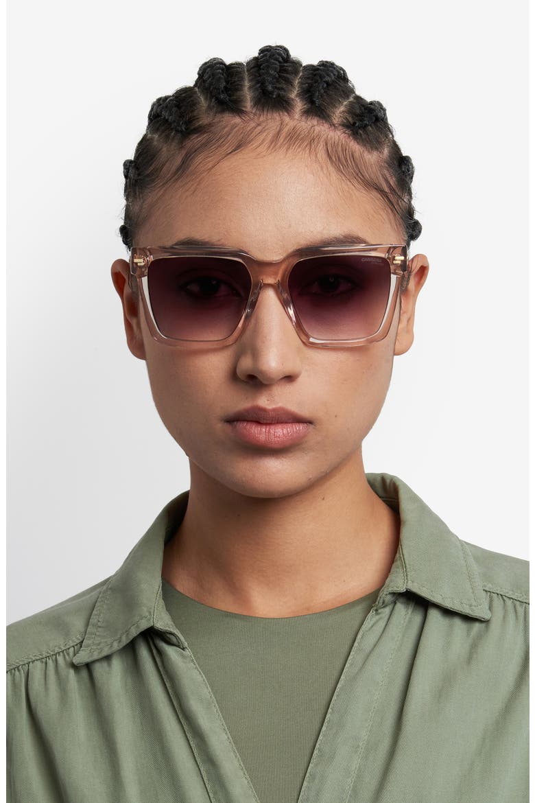56mm Gradient Square Sunglasses, Alternate, color, NUDE/ BROWN