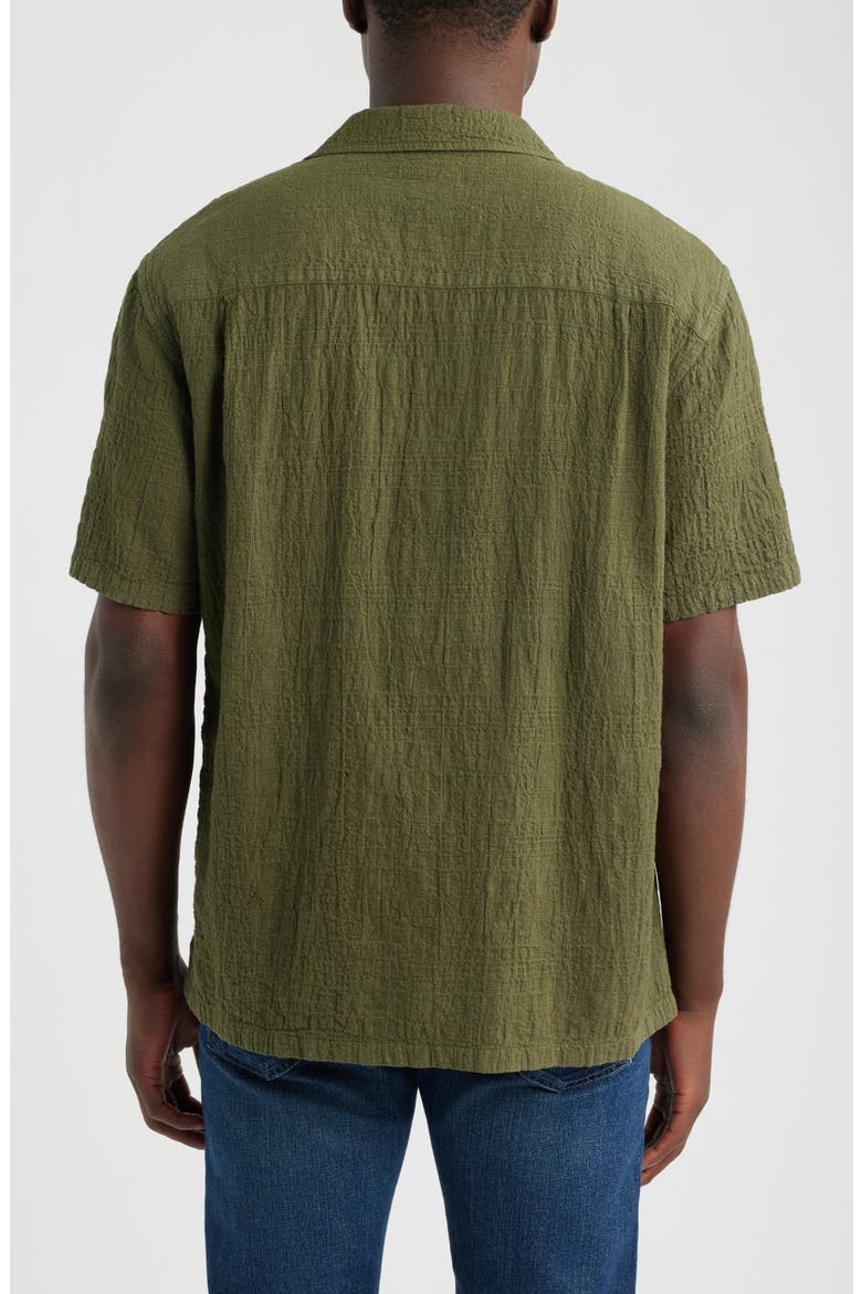 Cotton and Linen Slub Camp Shirt, Alternate, color, OLIVE DRAB