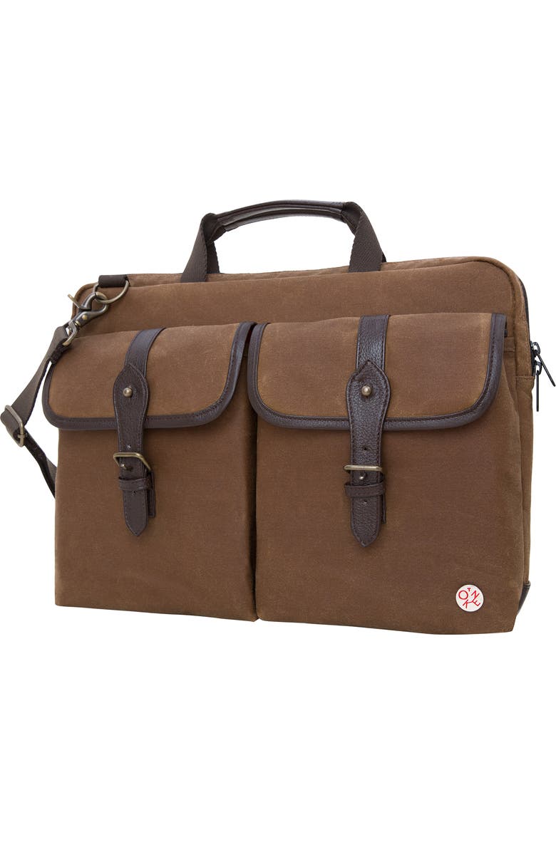 Token Waxed Knickerbocker Laptop Briefcase, Main, color, Field Tan/Dark Brown