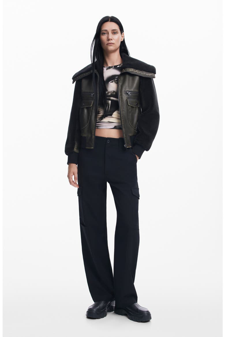 Florencia Faux Shearling Jacket, Alternate, color, BLACK