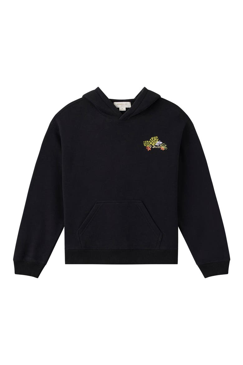Kids' Tropic Floral Oversized Hoodie, Main, color, BLACK