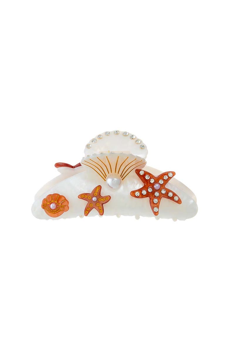 BY ADINA EDEN Beachy Girl Hair Claw Clip, Main, color, Pearl White