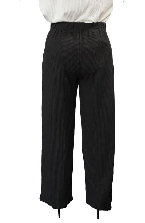 Standards & Practices Texture Wide Leg Ankle Pants In Black