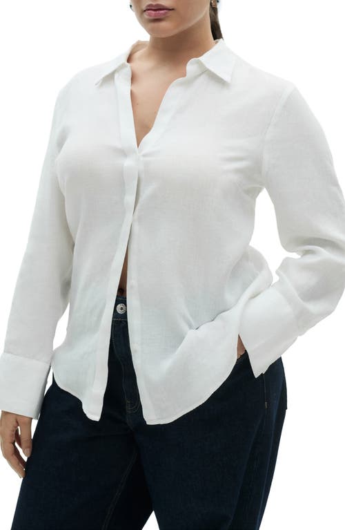 Mango Linen Shirt In White