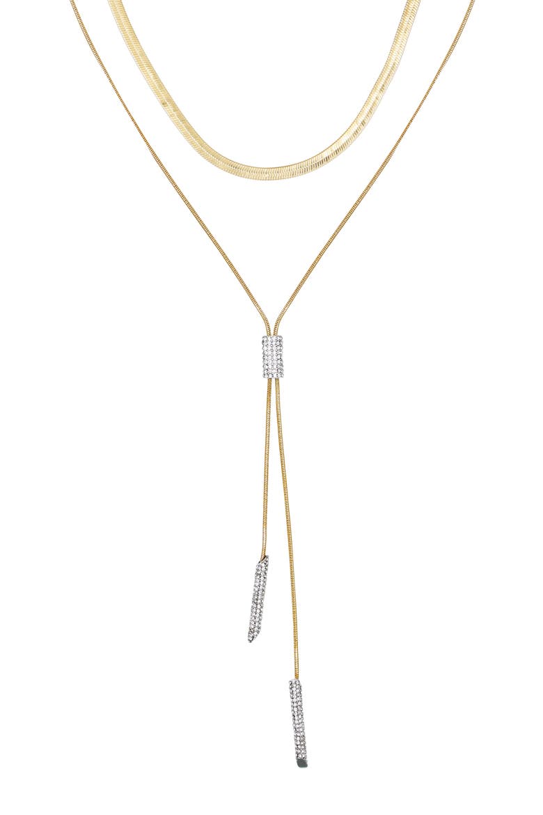 Two- Layered Lariat Necklace, Alternate, color, 14K Gold Plated